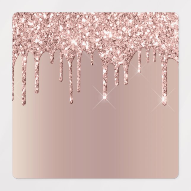 Labels mit Rose Gold Blush Glitzer Sparkle Tropfen Etiketten (Design 3)