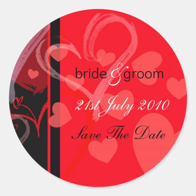 Labels - Mystisches Herz - Schwarz/Rot Runder Aufkleber (Vorderseite)