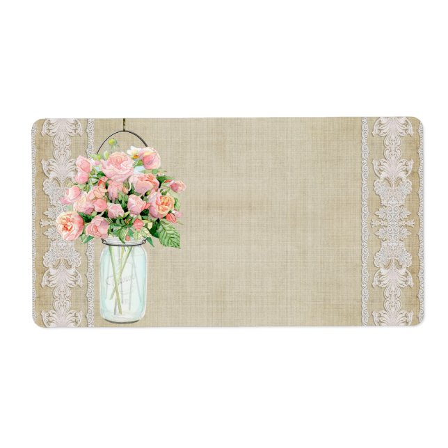 Labels Rustic Country Mason Jar Blush Pink Roses (Vorne)