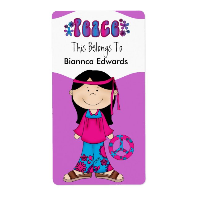 Labels Teens Kids Retro Peace Book Plate Binder (Vorne)