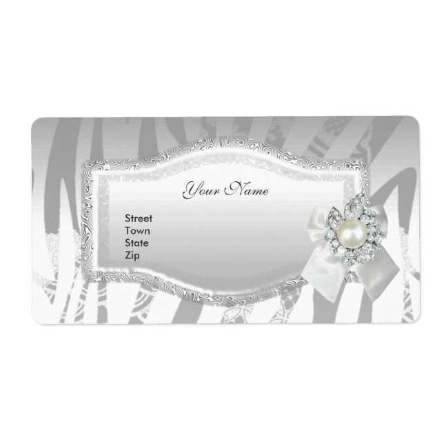Labels Wedding Address Elegant Silver Floral (Vorne)