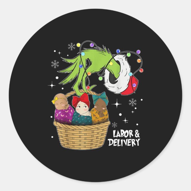 Labor And Delivery Nurse Christmas Lights Snowflak Runder Aufkleber (Vorderseite)