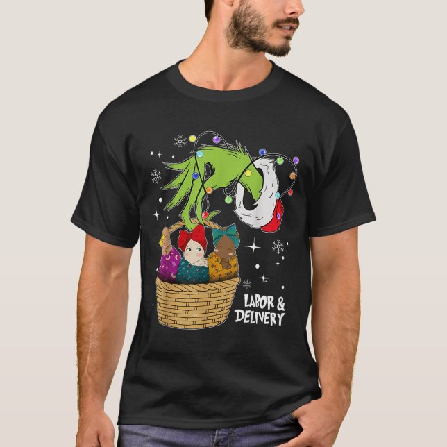 Labor And Delivery Nurse Christmas Lights Snowflak T-Shirt (Vorderseite)
