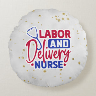 Labor and Delivery Nurse Gray Sparkle Rundes Kissen