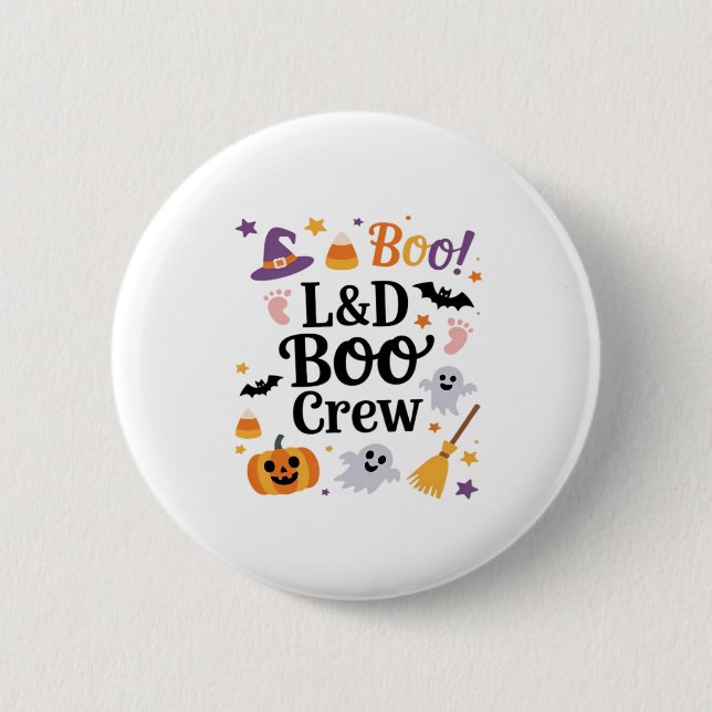Labor and Delivery Nurse Halloween Pumpkin Ghost A Button (Vorderseite)
