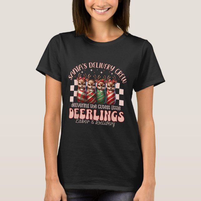 Labor And Delivery Reindeer Swaddle Christmas L&am T-Shirt (Vorderseite)