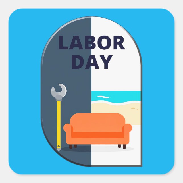 Labor Day Minimal Worker Relax Design Quadratischer Aufkleber (Vorderseite)