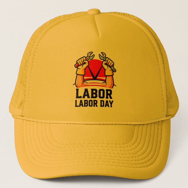 Labor Day Strong Worker Pride Illustration Truckerkappe (Vorderseite)