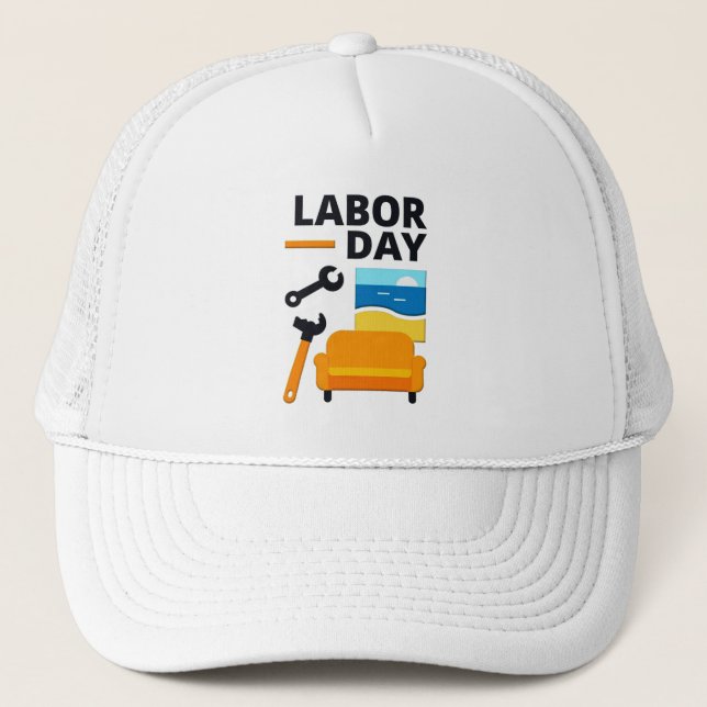 Labor Day Work Hard Relax Design with Tools Truckerkappe (Vorderseite)