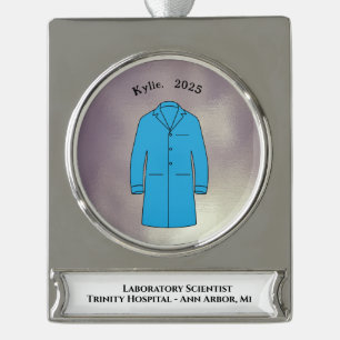 Laborkittel-Zeremonie-Andenken Wissenschaftler Banner-Ornament Silber