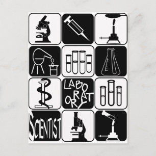 LABORSYMBOLE UND INSTRUMENTE POSTKARTE