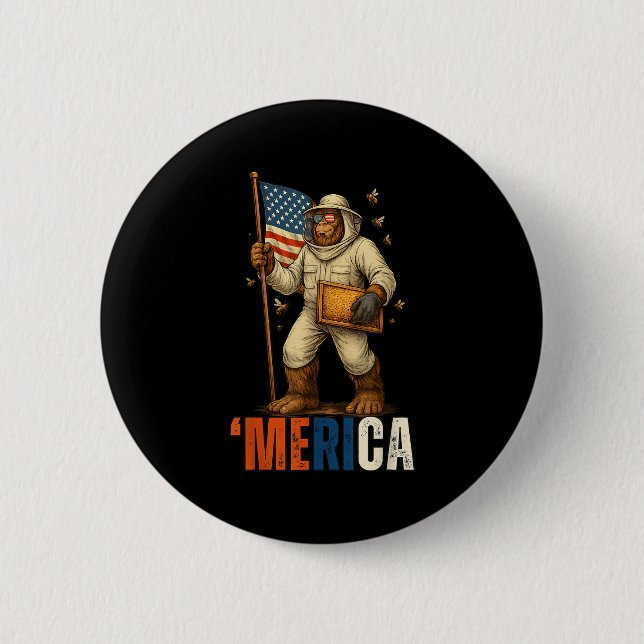 Labour Day Beekeeper Bigfoot Honey Worker American Button (Vorderseite)