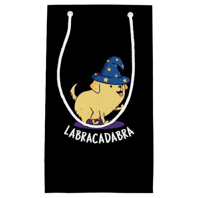 Labra-cadabra Funny Labrador Dog Pun Dark BG Kleine Geschenktüte (Vorderseite)