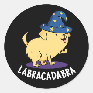 Labra-cadabra Funny Labrador Dog Pun Dark BG Runder Aufkleber