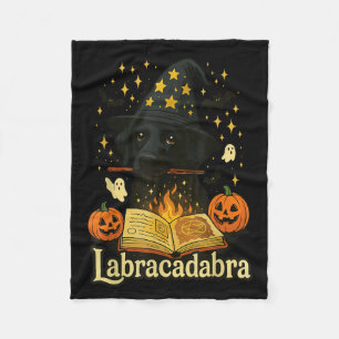 Labracadabra Schwarzer Labrador Zauberer Halloween Fleecedecke