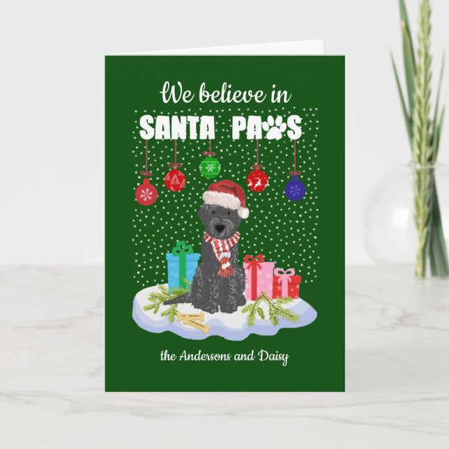 Labradoodle  Believe Santa Paws Christmas        Feiertagskarte (Vorderseite)