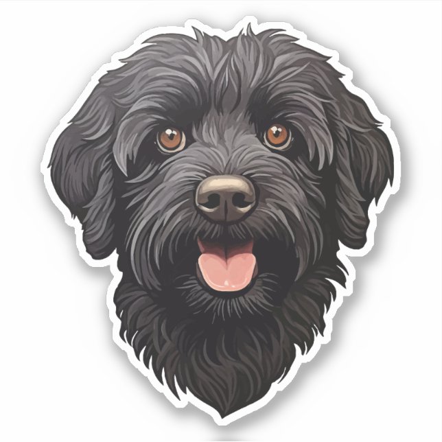 Labradoodle Black Dog Aufkleber (Vorderseite)
