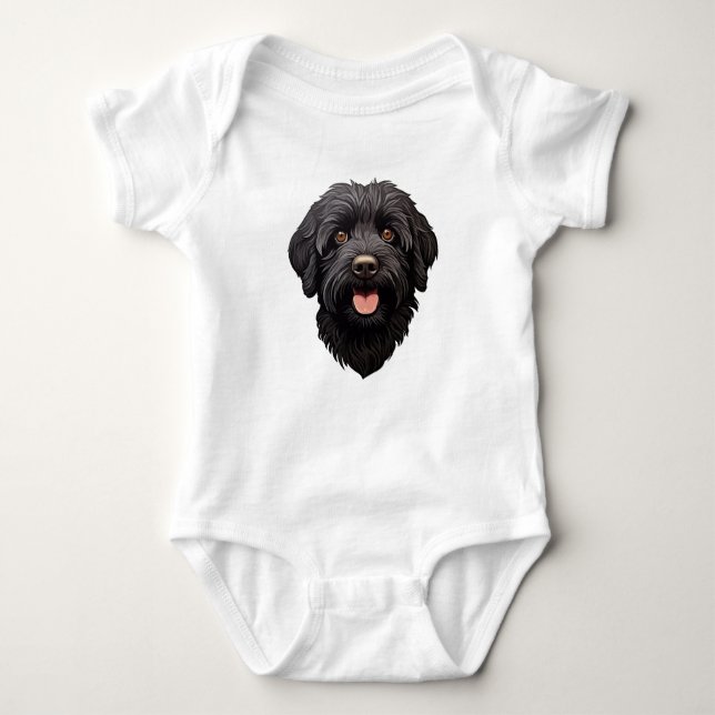 Labradoodle Black Dog Baby Strampler (Vorderseite)
