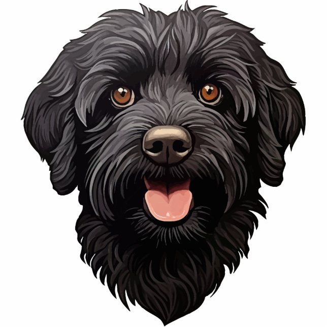 Labradoodle Black Dog Freistehende Fotoskulptur (Vorne)