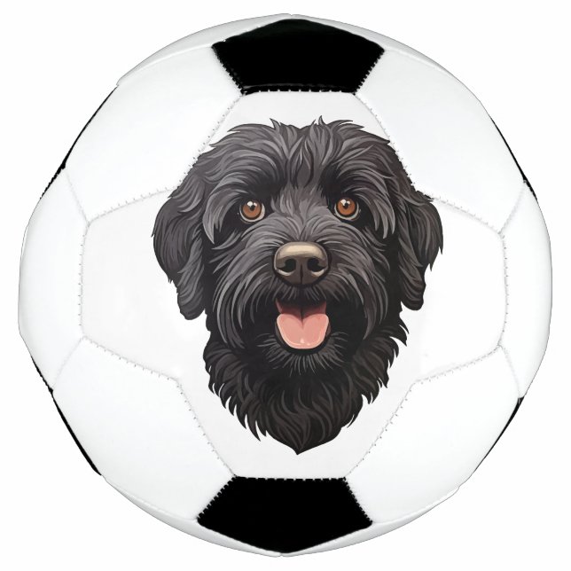 Labradoodle Black Dog Fußball (Vorderseite)