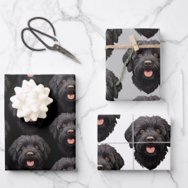 Labradoodle Black Dog Geschenkpapier Set