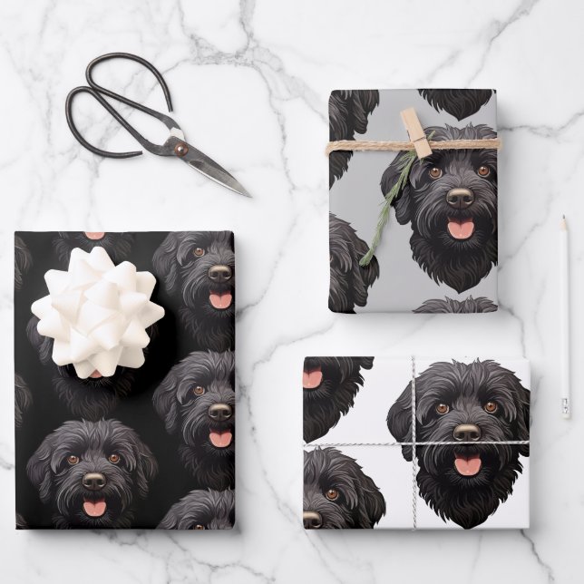 Labradoodle Black Dog Geschenkpapier Set (Vorderseite)