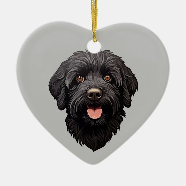 Labradoodle Black Dog Keramik Ornament (Vorne)