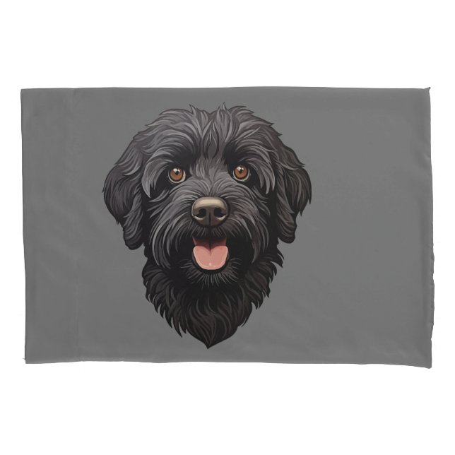 Labradoodle Black Dog Kissenbezug (Vorderseite)
