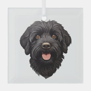 Labradoodle Black Dog Ornament Aus Glas
