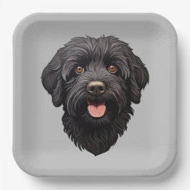 Labradoodle Black Dog Pappteller