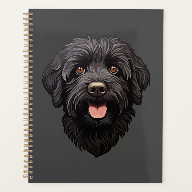 Labradoodle Black Dog Planer (Vorderseite)