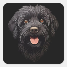 Labradoodle Black Dog Quadratischer Aufkleber