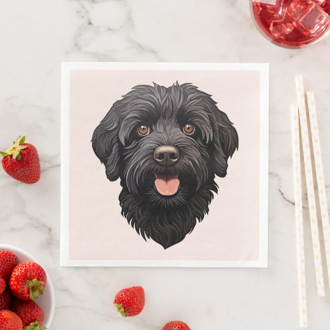 Labradoodle Black Dog Serviette (Beispiel)