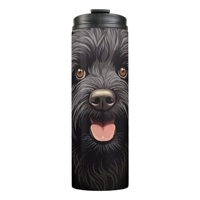 Labradoodle Black Dog Thermosbecher (Vorderseite)