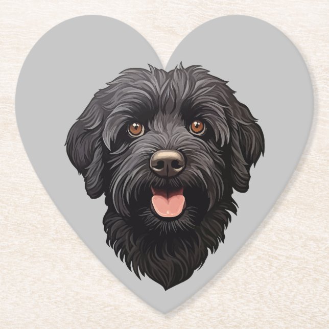 Labradoodle Black Dog Untersetzer (Vorderseite)