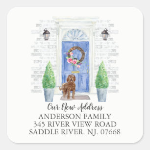 Labradoodle Blue Door Nouvelle adresse Étiquette 