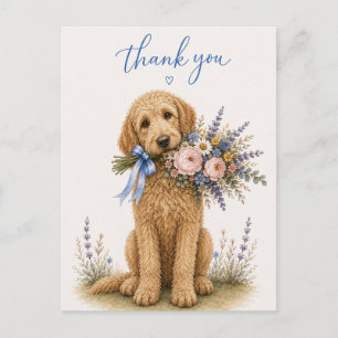 Labradoodle-Blumenstrauß Dankeschön Postkarte