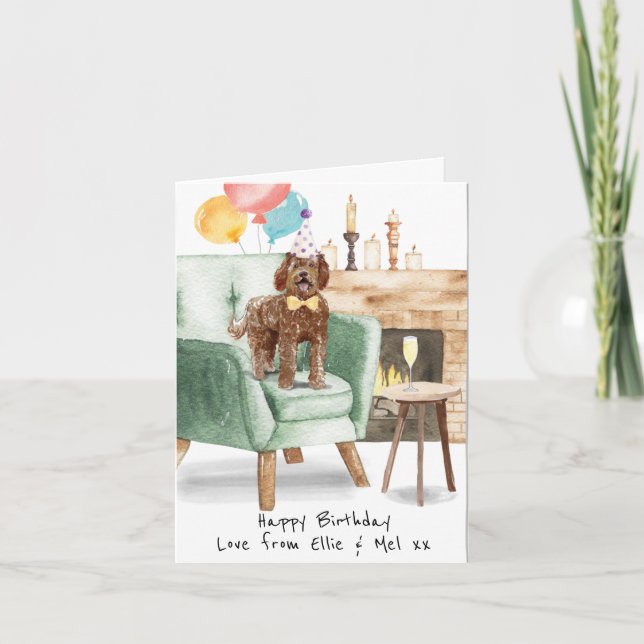 Labradoodle Carte d'anniversaire personnalisée (Devant)