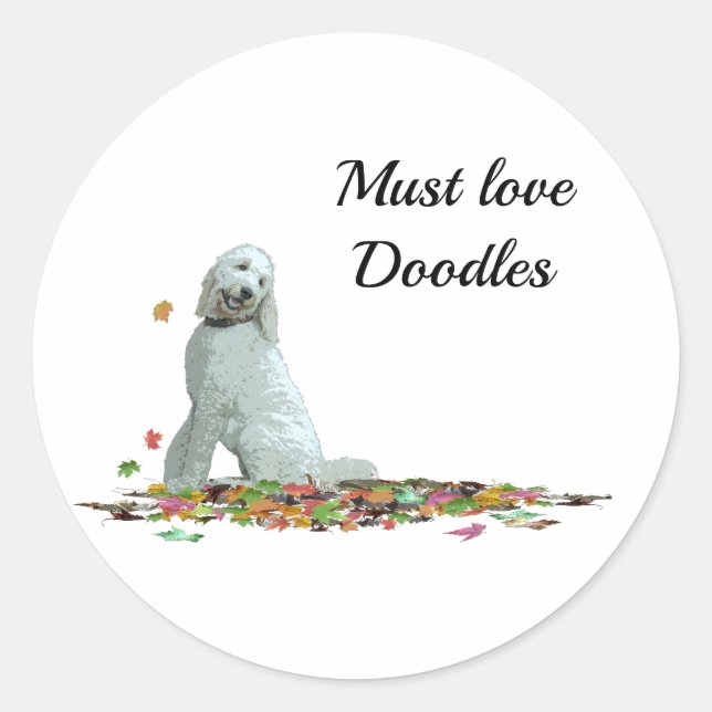 Labradoodle Chien En Stickers Feuille (Devant)
