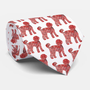 Labradoodle Christmas Hund Silhouette White Neck Krawatte