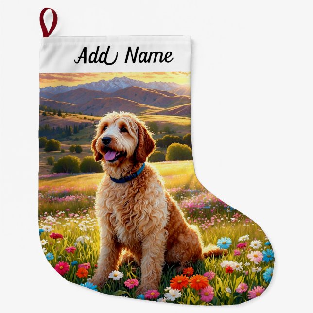 Labradoodle Dog Großer Weihnachtsstrumpf (Vorderseite)