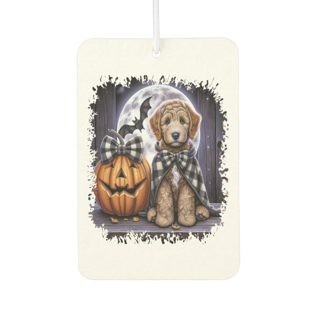 Labradoodle Dog Halloween Square Autolufterfrischer (Vorderseite)