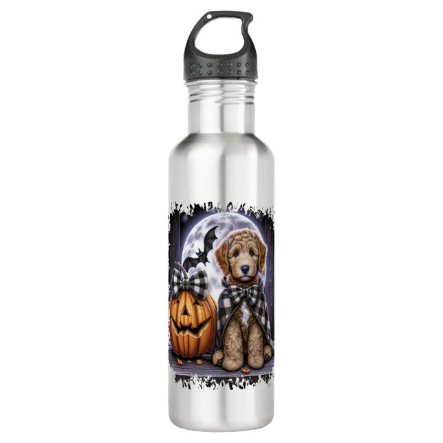 Labradoodle Dog Halloween Square Edelstahlflasche (Vorderseite)