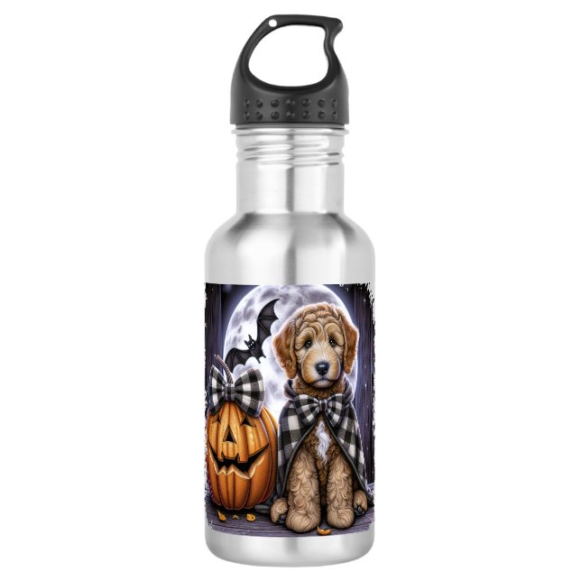 Labradoodle Dog Halloween Square Edelstahlflasche (Vorderseite)