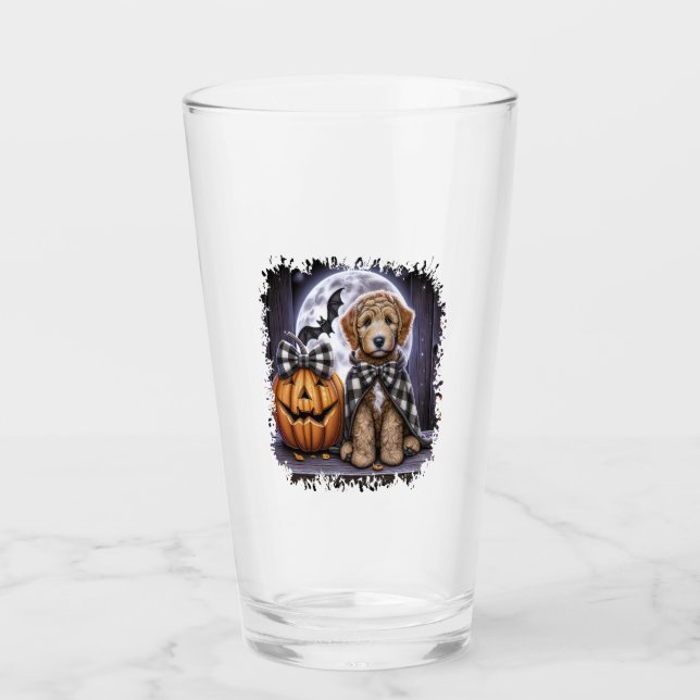 Labradoodle Dog Halloween Square Glas (Vorderseite)