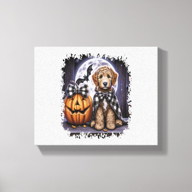 Labradoodle Dog Halloween Square Leinwanddruck (Vorderseite)