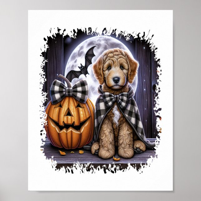 Labradoodle Dog Halloween Square Poster (Vorne)