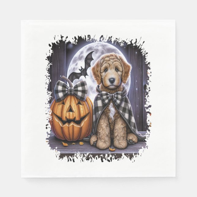 Labradoodle Dog Halloween Square Serviette (Vorderseite)
