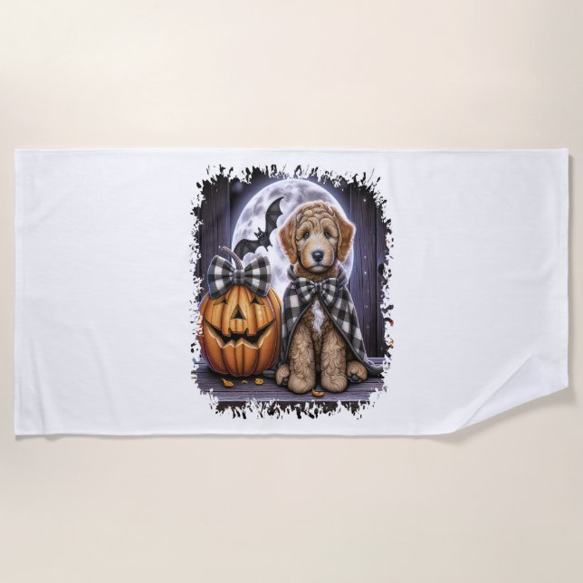 Labradoodle Dog Halloween Square Strandtuch (Vorderseite)