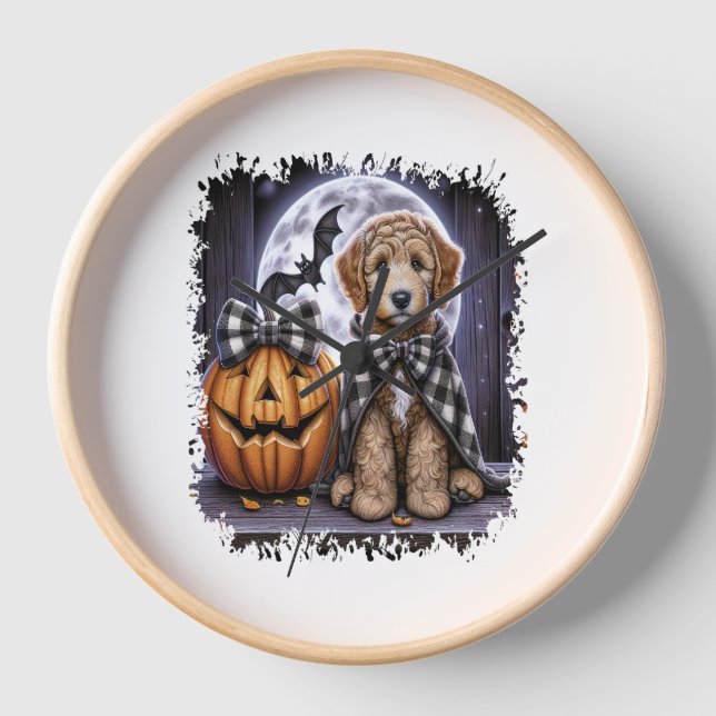 Labradoodle Dog Halloween Square Uhr (Vorderseite)